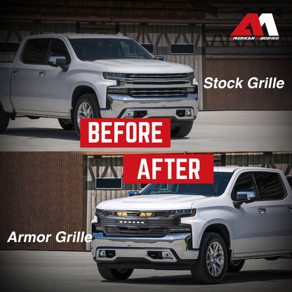AMERICAN MODIFIED Armor Grille for 2019-2021 Chevy Silverado 1500, Matte Black - Find Fresh Goods