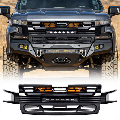 American Modified Armor Grille for 2019-2021 Chevy Silverado 1500, Glossy Black - Find Fresh Goods