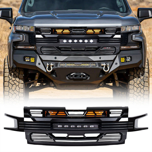 American Modified Armor Grille for 2019-2021 Chevy Silverado 1500, Glossy Black - Find Fresh Goods