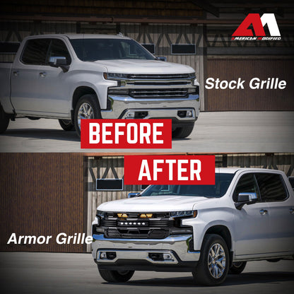 American Modified Armor Grille for 2019-2021 Chevy Silverado 1500, Glossy Black - Find Fresh Goods