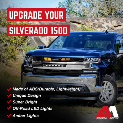 AMERICAN MODIFIED LED Grille w/ LEDs for 19-21 Chevy Silverado 1500, Chrome