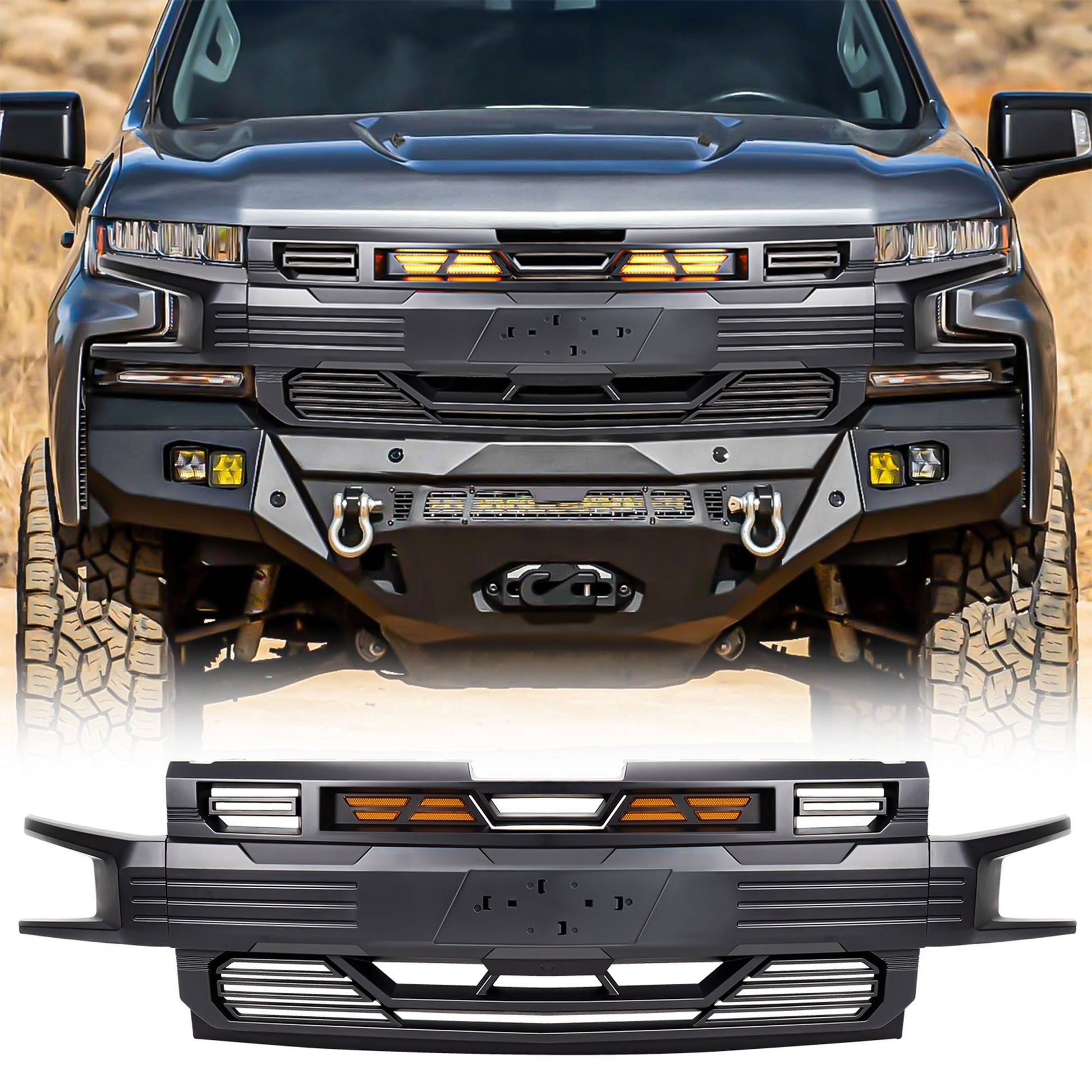 American Modified Armor Grille for 2019-2021 Chevy Silverado 1500, Matte Black - Find Fresh Goods