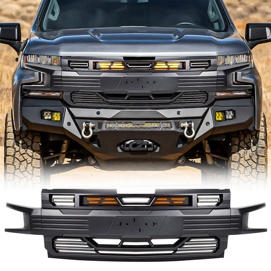 American Modified Armor Grille for 2019-2021 Chevy Silverado 1500, Matte Black - Find Fresh Goods