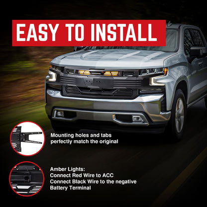 American Modified Armor Grille for 2019-2021 Chevy Silverado 1500, Matte Black - Find Fresh Goods