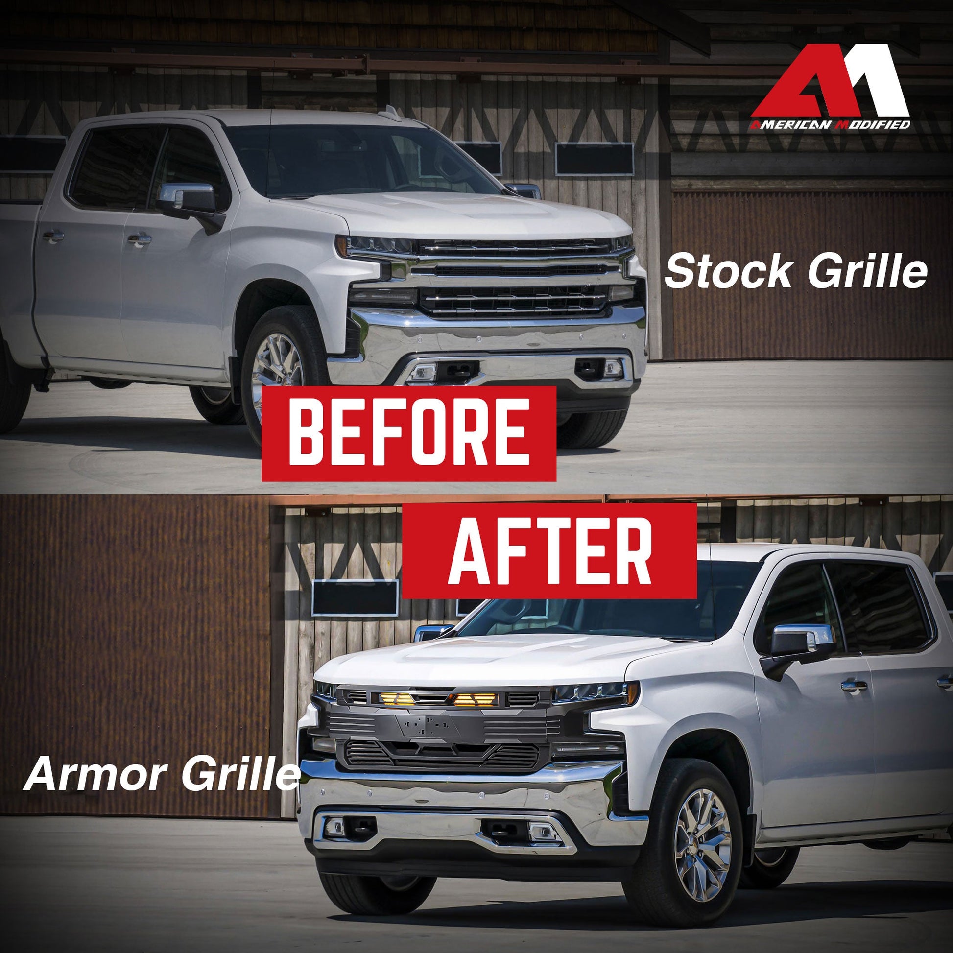 American Modified Armor Grille for 2019-2021 Chevy Silverado 1500, Matte Black - Find Fresh Goods