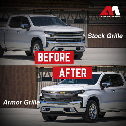 American Modified Armor Grille for 2019-2021 Chevy Silverado 1500, Matte Black - Find Fresh Goods