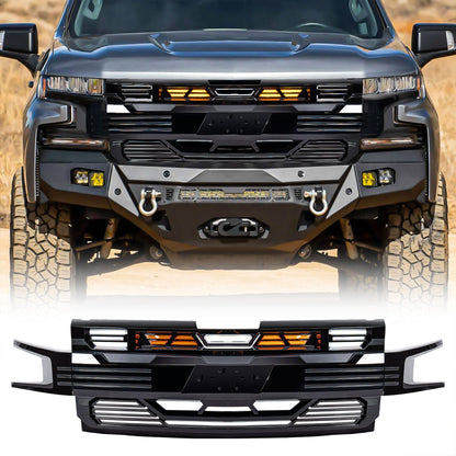 American Modified Armor Grille for 2019-2021 Chevy Silverado 1500, Glossy Black - Find Fresh Goods