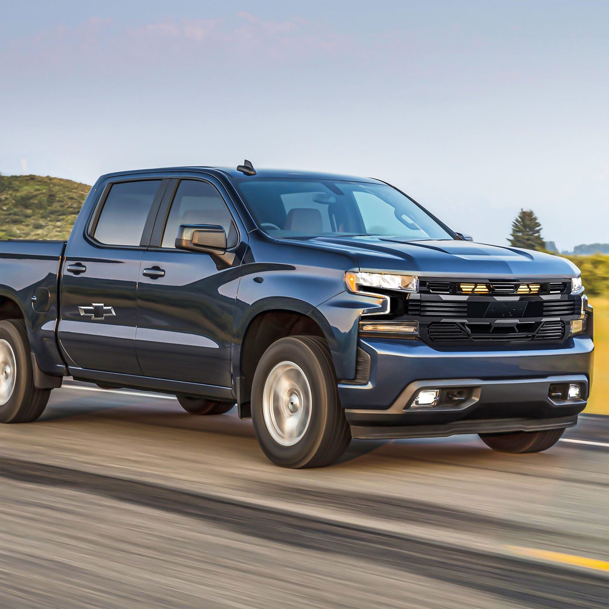 American Modified Armor Grille for 2019-2021 Chevy Silverado 1500, Glossy Black - Find Fresh Goods