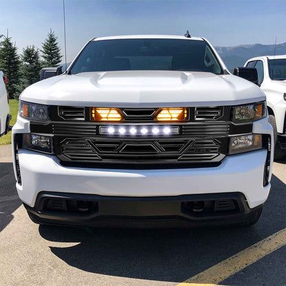 AMERICAN MODIFIED Grille w/ Lights for 19-21 Chevy Silverado 1500, Glossy Black