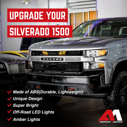 AMERICAN MODIFIED Armor Grille w/ Lights for 19-21 Chevy Silverado 1500, Chrome - Find Fresh Goods
