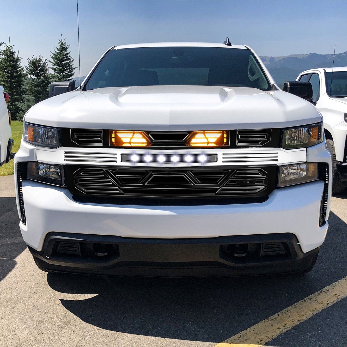 AMERICAN MODIFIED Armor Grille w/ Lights for 19-21 Chevy Silverado 1500, Chrome - Find Fresh Goods