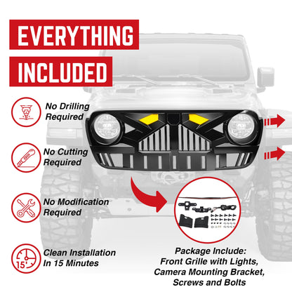 AMERICAN MODIFIED Grille for 2018-2023 Jeep Wrangler JL & Gladiator JT w/Camera - Find Fresh Goods