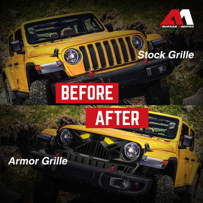 AMERICAN MODIFIED Grille for 2018-2023 Jeep Wrangler JL & Gladiator JT w/Camera - Find Fresh Goods