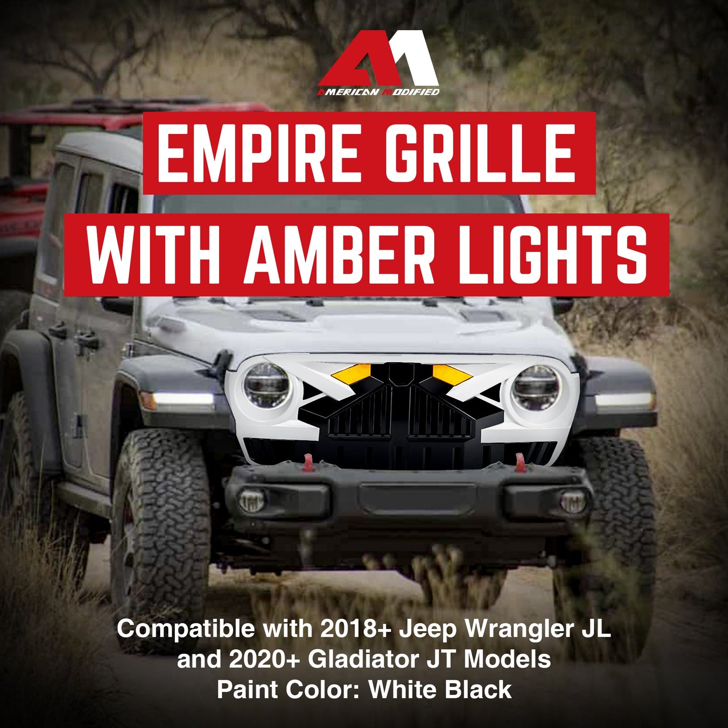 AMERICAN MODIFIED Grille for 2018+ Jeep Wrangler JL, 2020+ Gladiator JT w/Camera - Find Fresh Goods