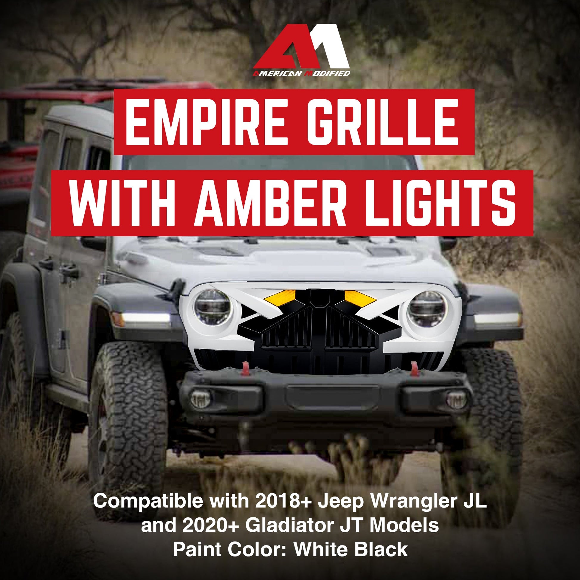 AMERICAN MODIFIED Grille for 2018+ Jeep Wrangler JL, 2020+ Gladiator JT w/Camera - Find Fresh Goods
