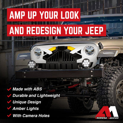 AMERICAN MODIFIED Grille for 2018+ Jeep Wrangler JL, 2020+ Gladiator JT w/Camera - Find Fresh Goods