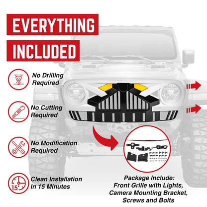 AMERICAN MODIFIED Grille for 2018+ Jeep Wrangler JL, 2020+ Gladiator JT w/Camera - Find Fresh Goods