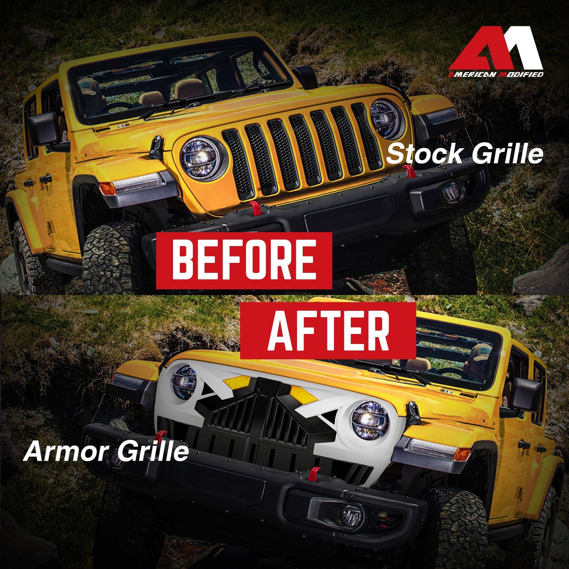 AMERICAN MODIFIED Grille for 2018+ Jeep Wrangler JL, 2020+ Gladiator JT w/Camera - Find Fresh Goods