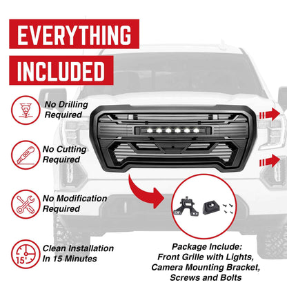 AMERICAN MODIFIED Grille w/Lights for 2019-2021 GMC Sierra 1500 Base, SLE, & SLT