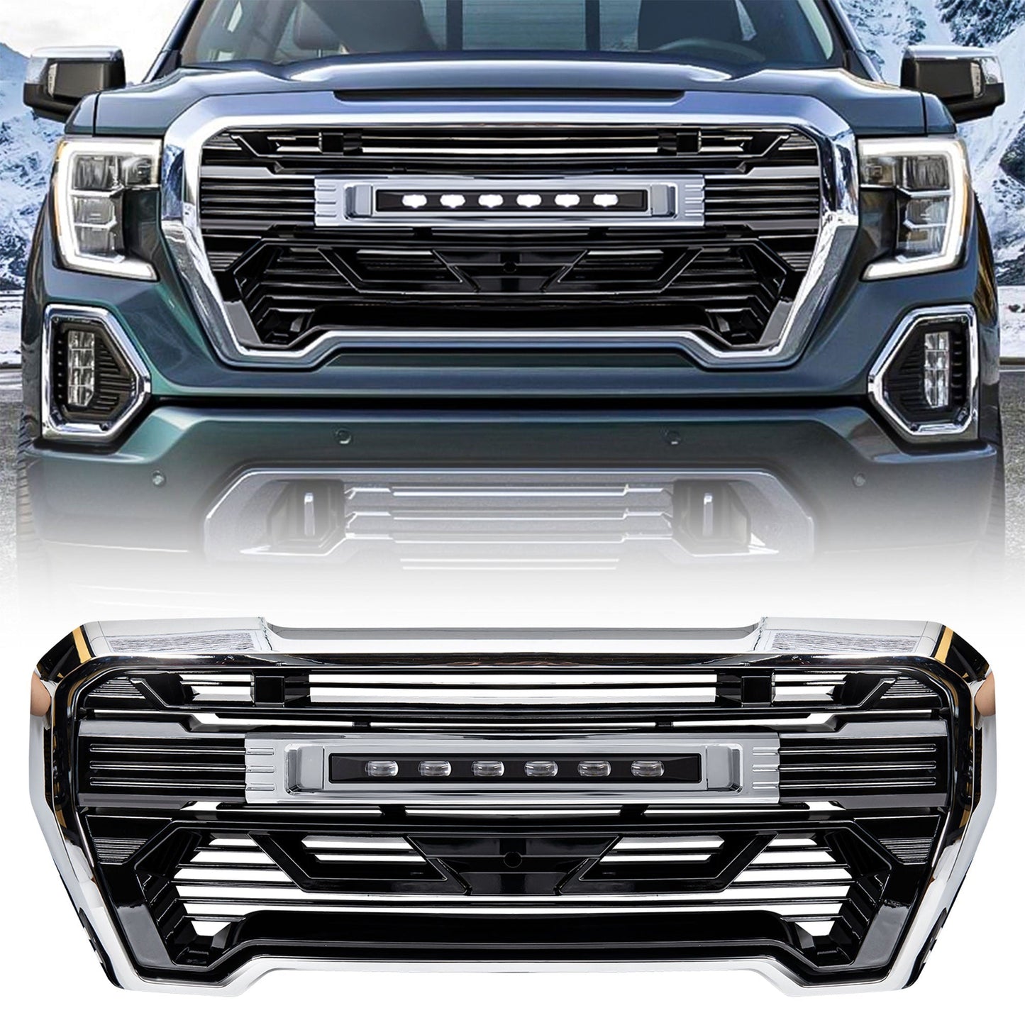AMERICAN MODIFIED Grille w/Lights for 2019-2021 GMC Sierra 1500 Base, SLE, & SLT - Find Fresh Goods