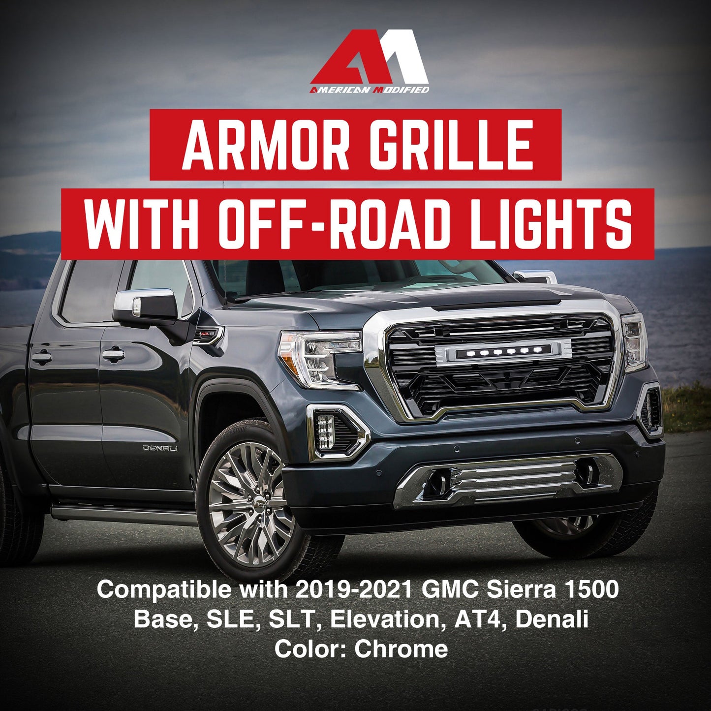 AMERICAN MODIFIED Grille w/Lights for 2019-2021 GMC Sierra 1500 Base, SLE, & SLT - Find Fresh Goods