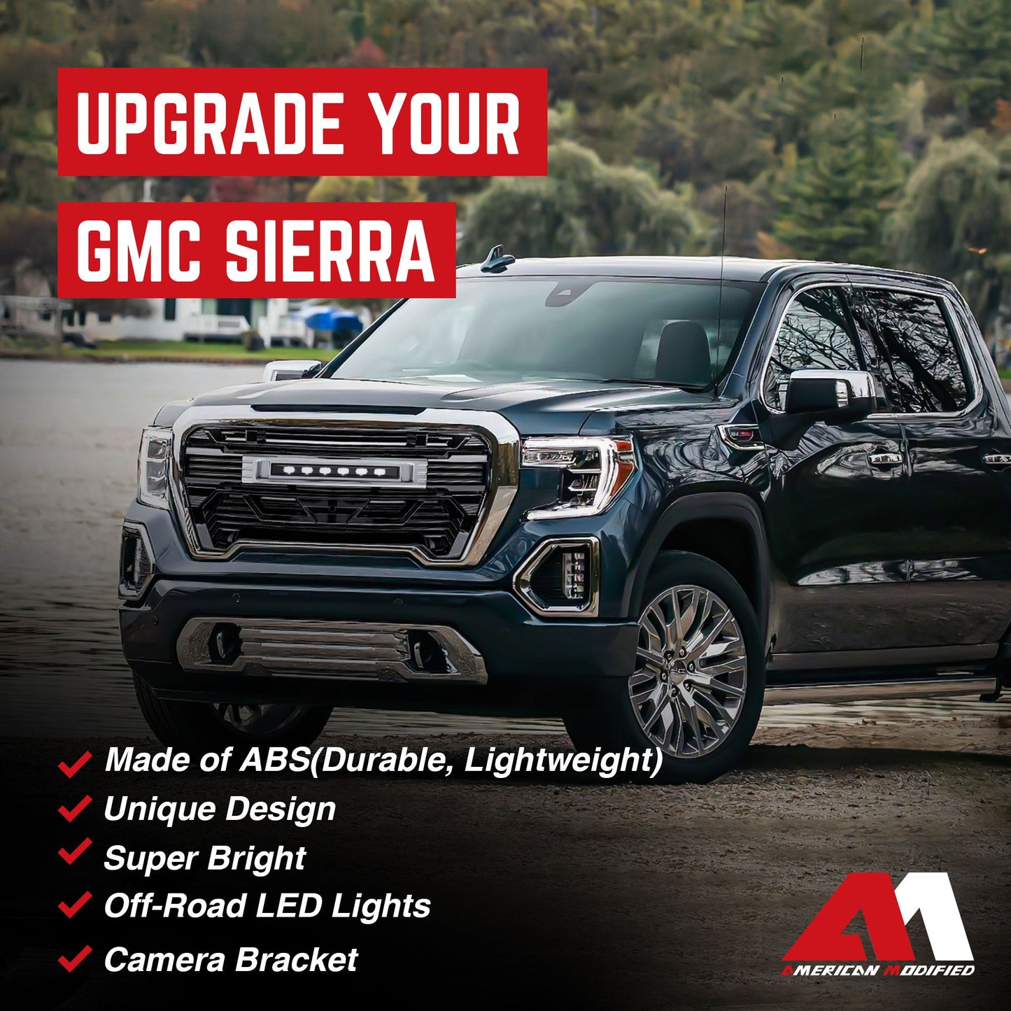 AMERICAN MODIFIED Grille w/Lights for 2019-2021 GMC Sierra 1500 Base, SLE, & SLT - Find Fresh Goods