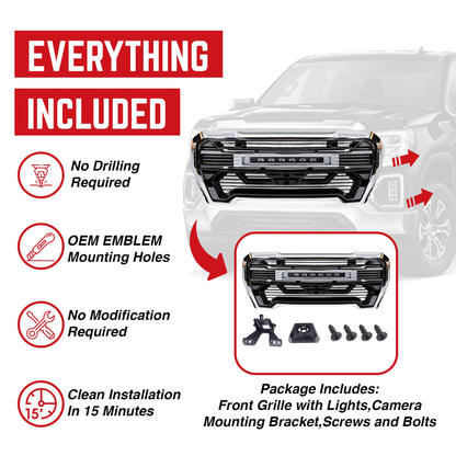 AMERICAN MODIFIED Grille w/Lights for 2019-2021 GMC Sierra 1500 Base, SLE, & SLT - Find Fresh Goods