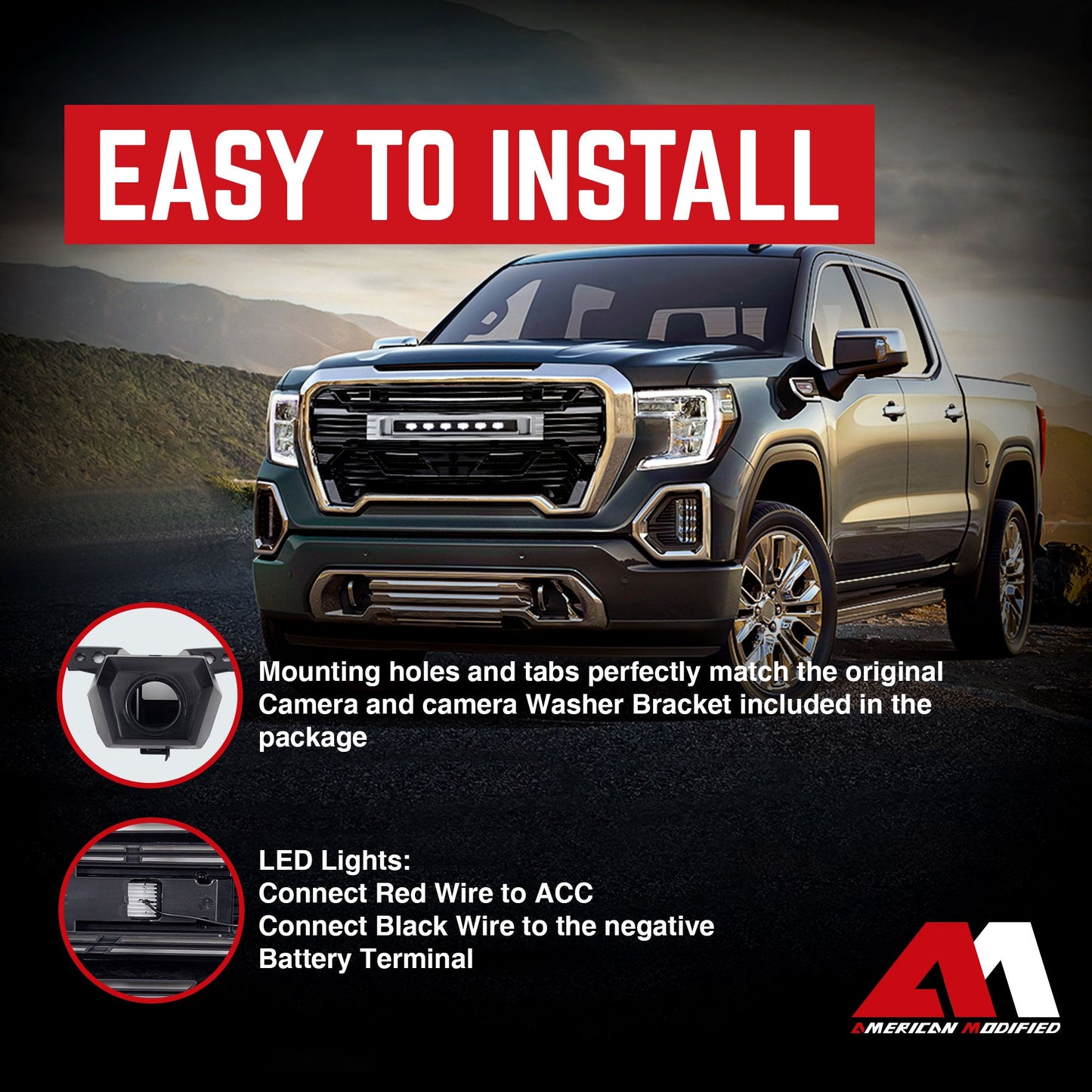 AMERICAN MODIFIED Grille w/Lights for 2019-2021 GMC Sierra 1500 Base, SLE, & SLT - Find Fresh Goods