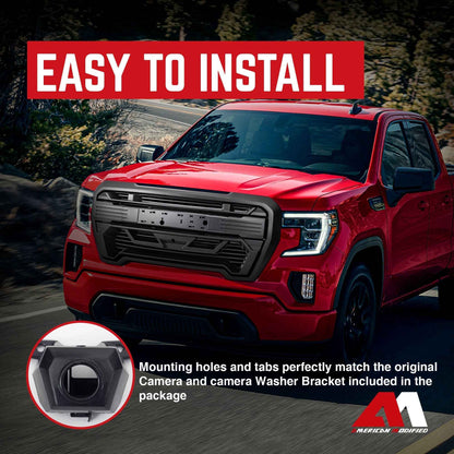 AMERICAN MODIFIED Grille w/Emblem Base, 2019-2021 GMC Sierra 1500, Matte Black