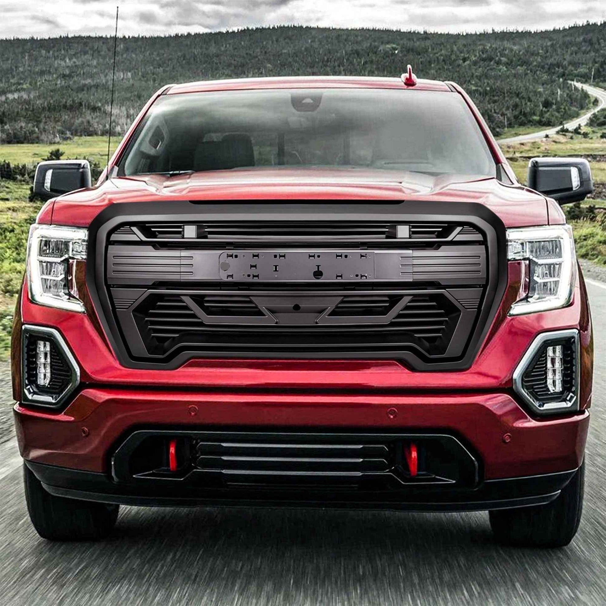 AMERICAN MODIFIED Grille w/Emblem Base, 2019-2021 GMC Sierra 1500, Matte Black
