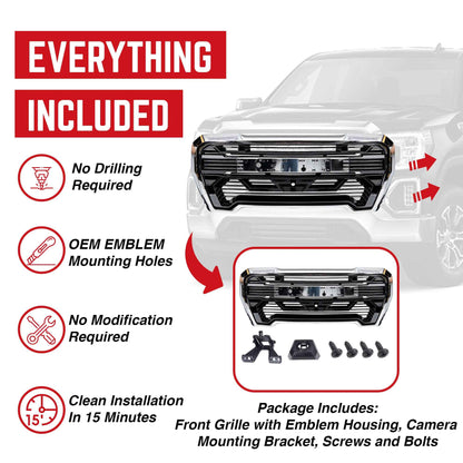 AMERICAN MODIFIED Grille w/Emblem Base for 2019-2021 GMC Sierra 1500, Chrome