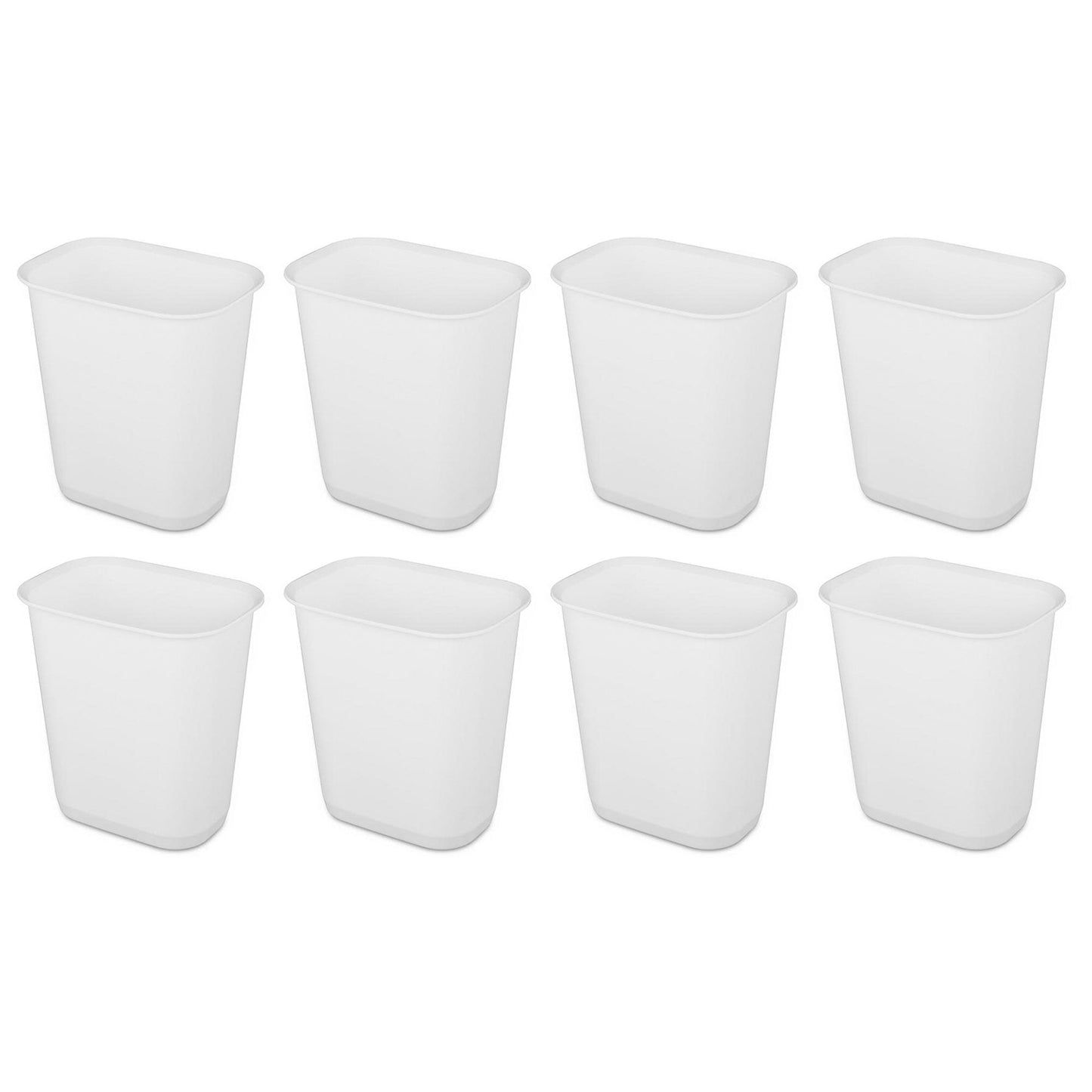Sterilite 3 Gallon Rectangular Wastebasket Small Home Trash Bin, 8 Pack, White