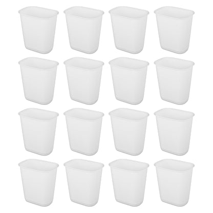 Sterilite 3 Gallon Rectangular Wastebasket Small Home Trash Bin, 16 Pack, White