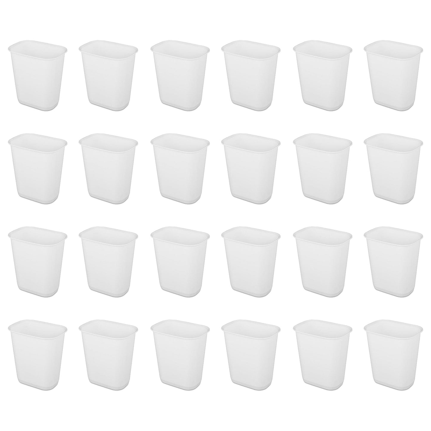 Sterilite 3 Gallon Rectangular Wastebasket Small Home Trash Bin, 24 Pack, White