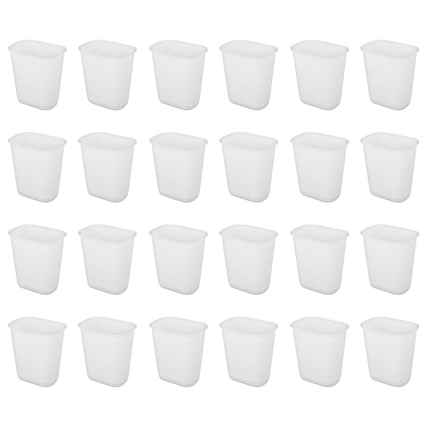 Sterilite 3 Gallon Rectangular Wastebasket Small Home Trash Bin, 24 Pack, White
