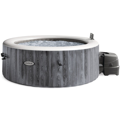 Intex PureSpa Greywood Deluxe Spa Set 140 Bubble Jet Hot Tub with Cover, 77"x28"