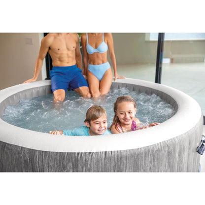 Intex PureSpa Greywood Deluxe Spa Set, 170 Bubble Jet Hot Tub with Cover, 85x28"