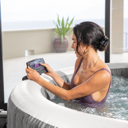 Intex PureSpa Greywood Deluxe Spa Set, 170 Bubble Jet Hot Tub with Cover, 85x28"