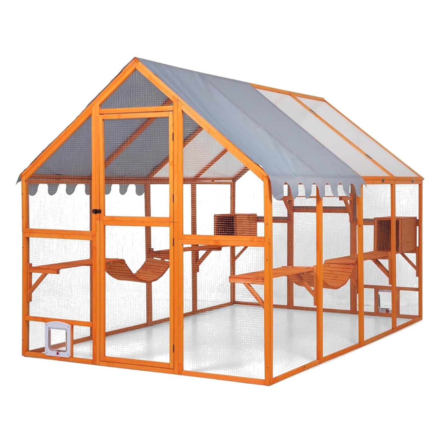 COZIWOW Large Catio Outdoor Cat Enclosure w/Cover, Window, 53.5 sq ft, Orange