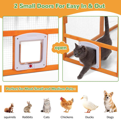 COZIWOW Large Catio Outdoor Cat Enclosure w/Cover, Window, 53.5 sq ft, Orange