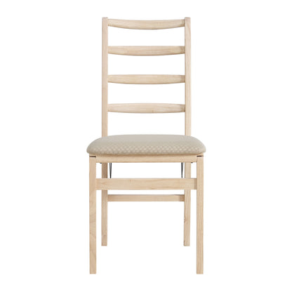 Stakmore Shaker Ladderback Upholstered Folding Chairs, Set of 2, Unfinished