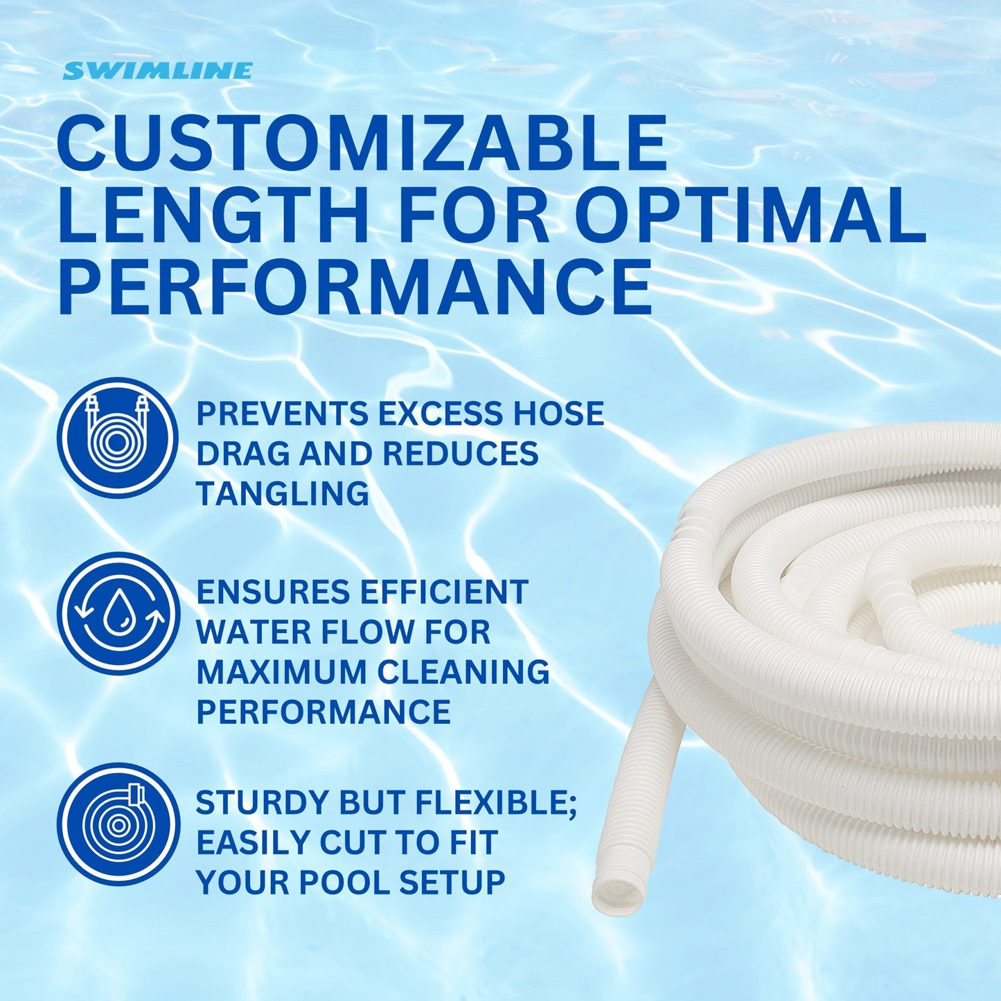 Swimline Hydrotools Standard Inground Swimming Pool Vacuum Hose, 1.25" x 250'