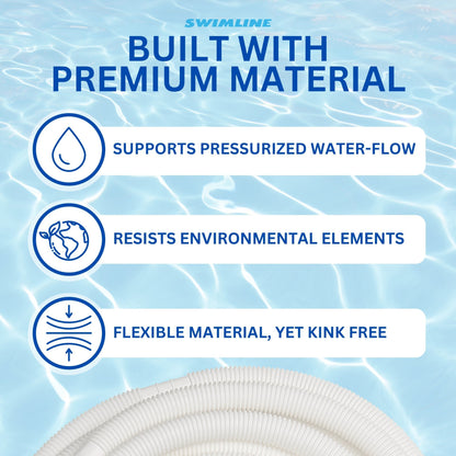 Swimline Hydrotools Standard Inground Swimming Pool Vacuum Hose, 1.5" x 150'