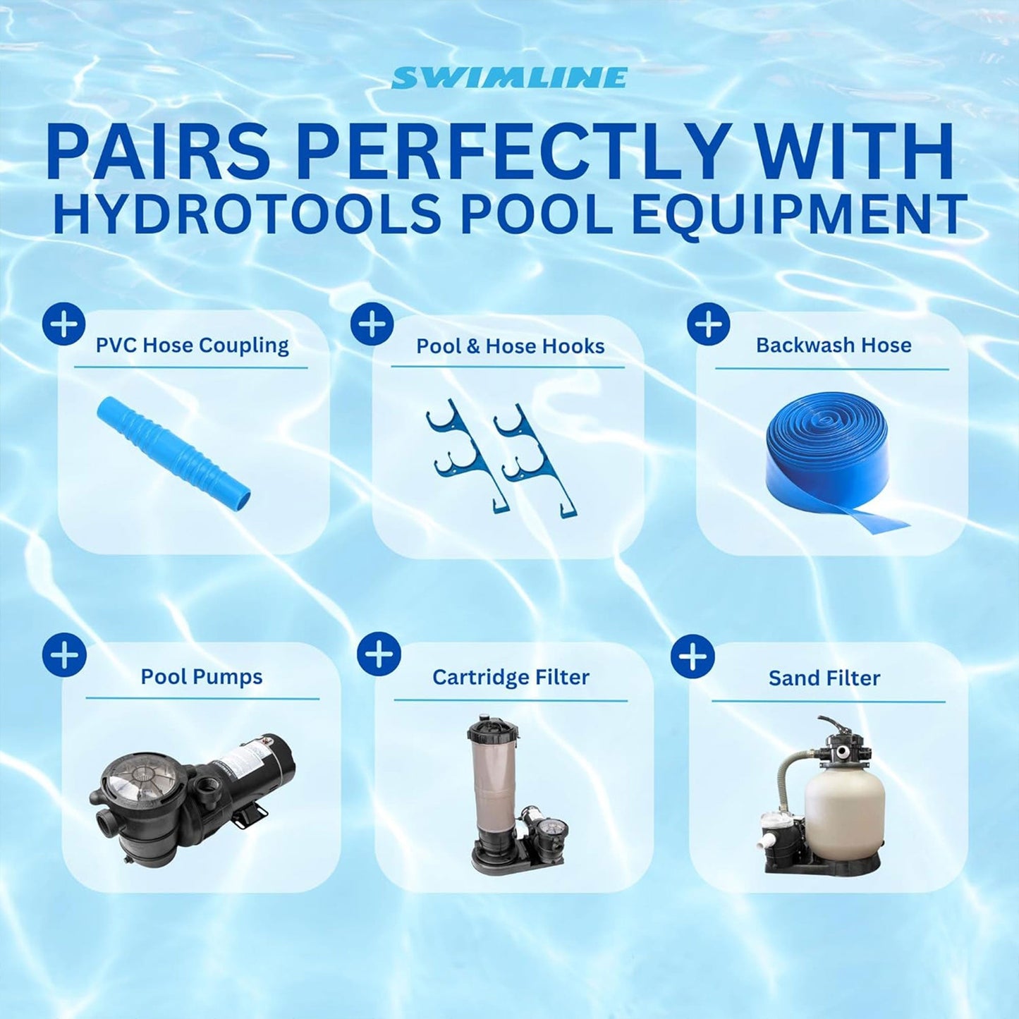Swimline HydroTools 25’ Premium Spiral Wound Pool Vacuum Hose with Swivel Cuff