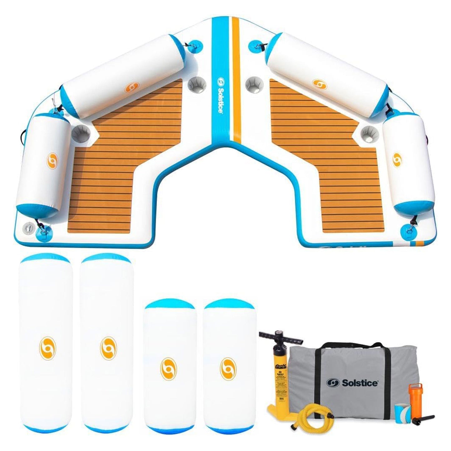 Solstice Original Inflatable Floating C-Dock Platform 11 Foot Water Mat Lounger