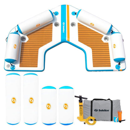 Solstice Original Inflatable Floating C-Dock Platform 11 Foot Water Mat Lounger