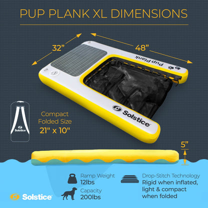 Solstice Original Inflatable Pup Plank Dog Float Floating Ramp Ladder for Pools