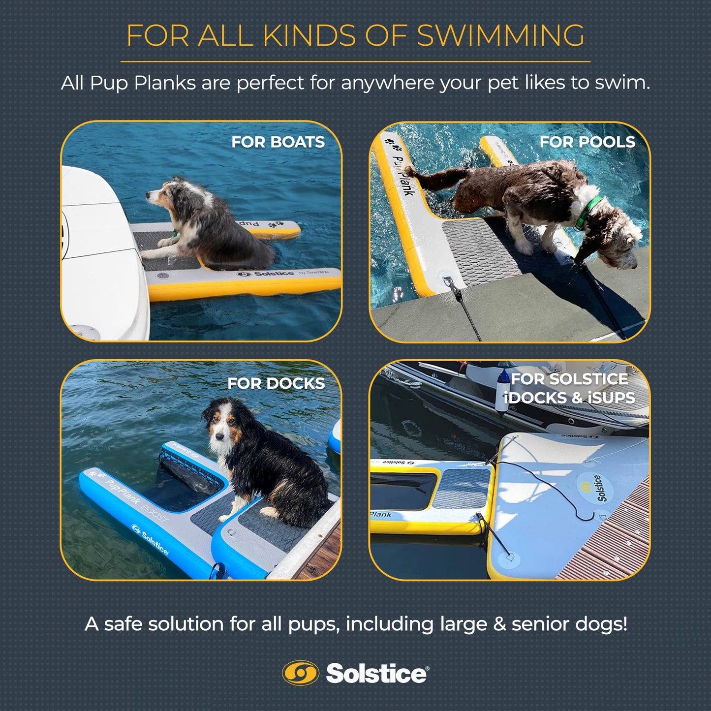 Solstice Original Inflatable Pup Plank Dog Float Floating Ramp Ladder for Pools