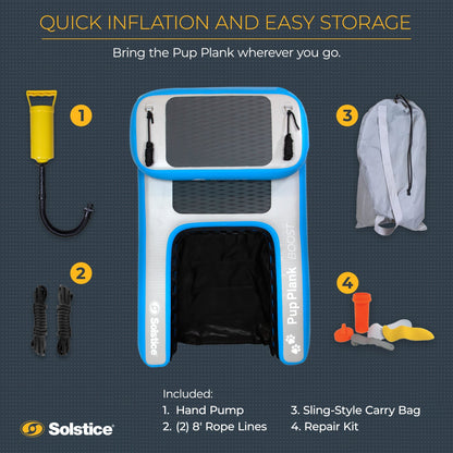 Solstice Original Inflatable Pup Plank Dog Float Floating Ramp Ladder for Pools