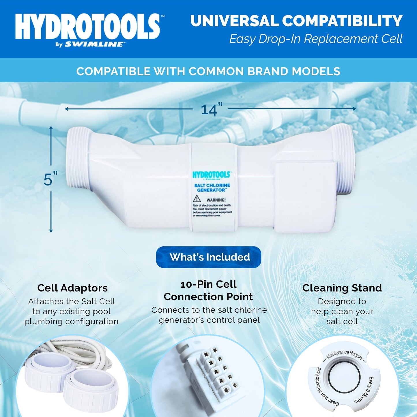 Swimline 87640 Salt Replacement Cell for Water Chlorine System, 40K Gallon Pools